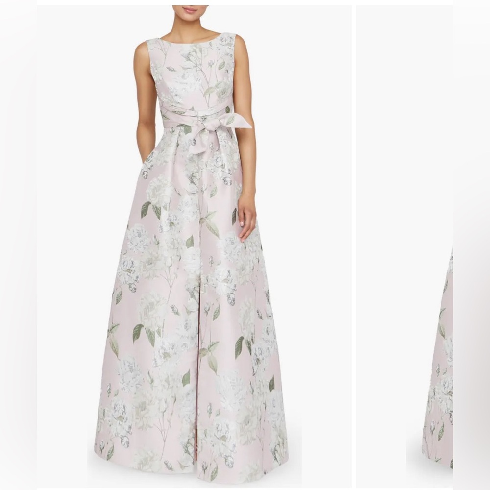 Kay Unger Liliana Metallic Floral Sleeveless Gown